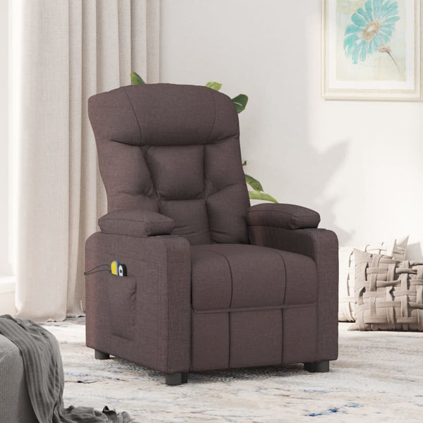 vidaXL Electric Massage Armchair Dark Brown Fabric
