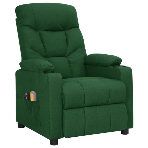 vidaXL Electric Massage Armchair Dark Green Fabric