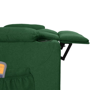 vidaXL Electric Massage Armchair Dark Green Fabric