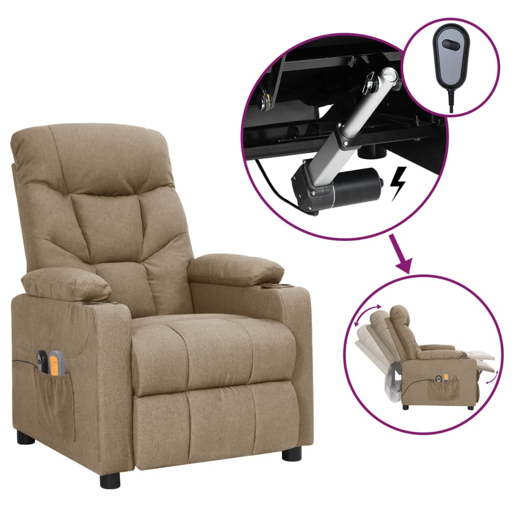 vidaXL Electric Massage Armchair Taupe Fabric