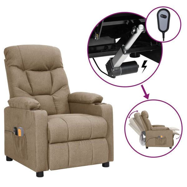 vidaXL Electric Massage Armchair Taupe Fabric