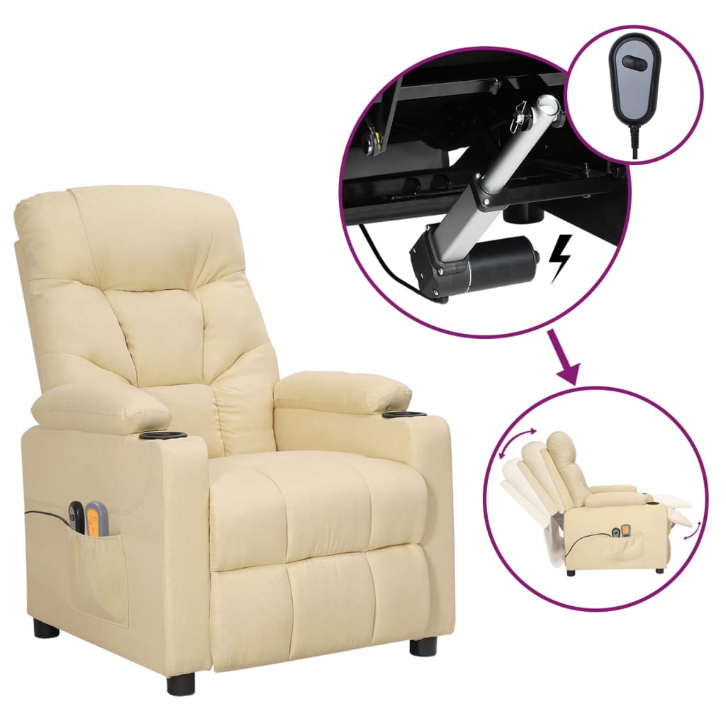 vidaXL Electric Massage Armchair Cream Fabric