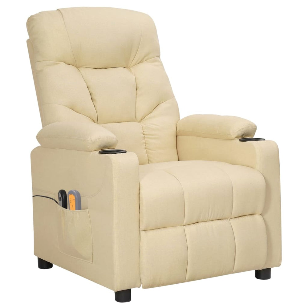 vidaXL Electric Massage Armchair Cream Fabric