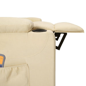 vidaXL Electric Massage Armchair Cream Fabric