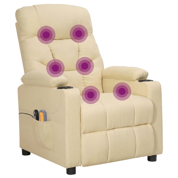 vidaXL Electric Massage Armchair Cream Fabric