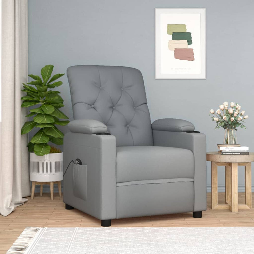 vidaXL Electric Recliner Light Grey Fabric