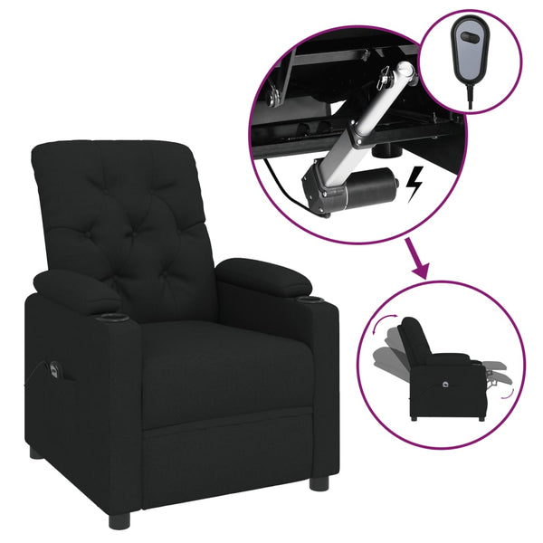 vidaXL Electric Recliner Black Fabric