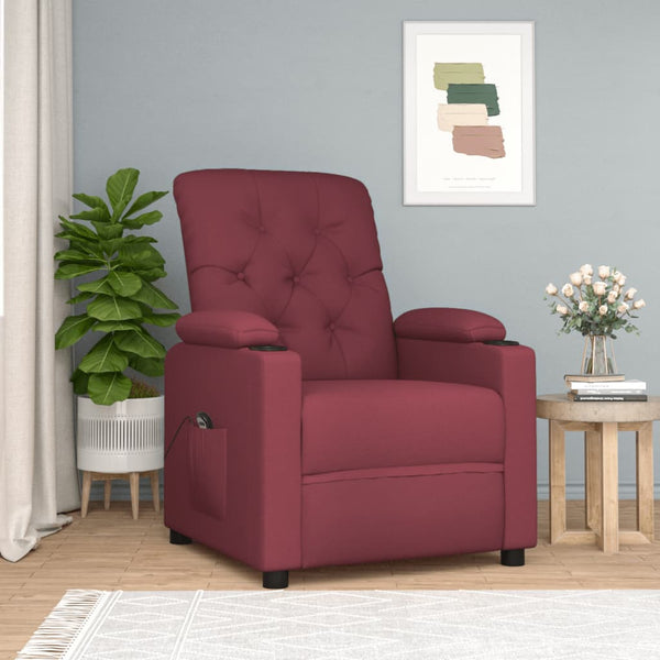 vidaXL Electric Recliner Wine Red Fabric