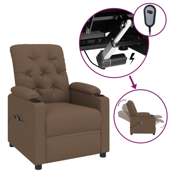 vidaXL Electric Recliner Brown Fabric