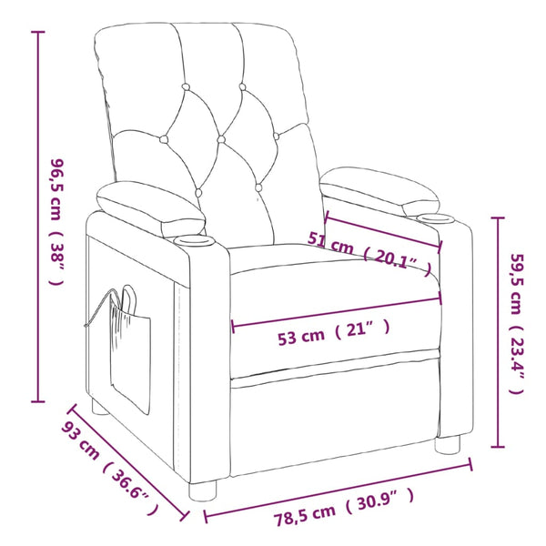 vidaXL Electric Recliner Brown Fabric