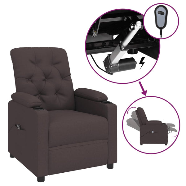 vidaXL Electric Recliner Dark Brown Fabric