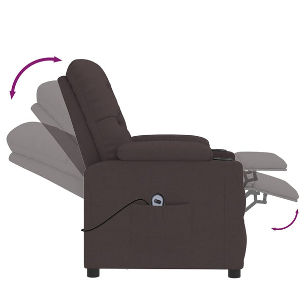 vidaXL Electric Recliner Dark Brown Fabric