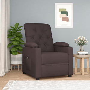 vidaXL Electric Recliner Dark Brown Fabric