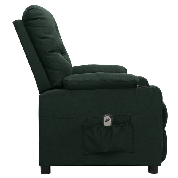 vidaXL Electric Recliner Dark Green Fabric