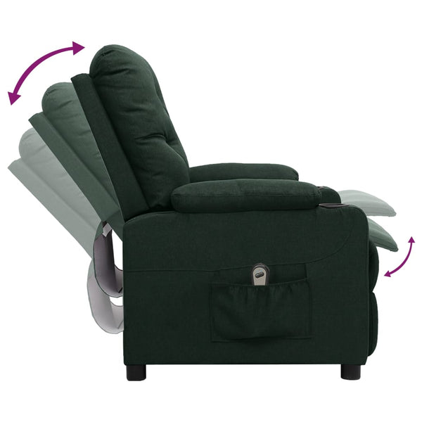vidaXL Electric Recliner Dark Green Fabric