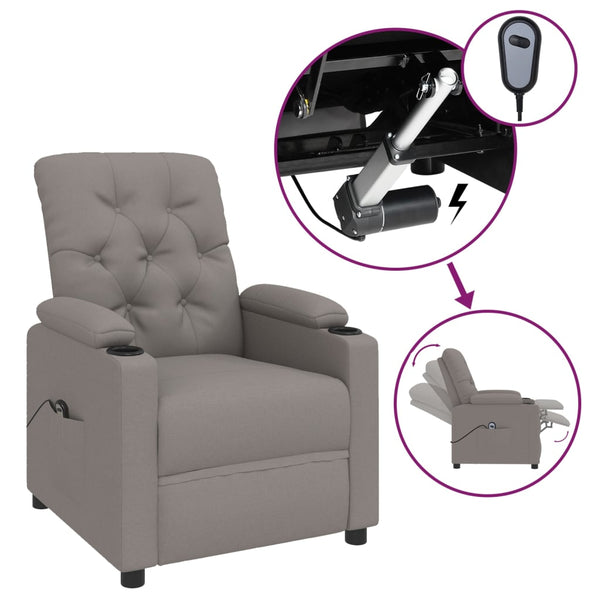 vidaXL Electric Recliner Taupe Fabric