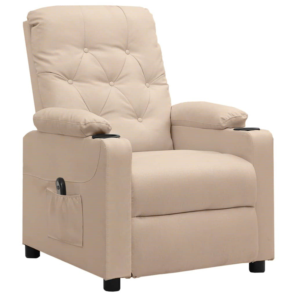 vidaXL Electric Recliner Cream Fabric