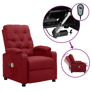 vidaXL Electric Massage Chair Wine Red Fabric