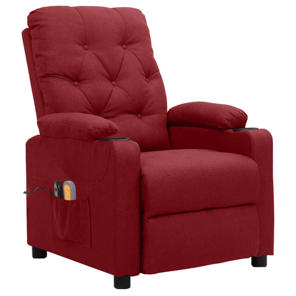 vidaXL Electric Massage Chair Wine Red Fabric