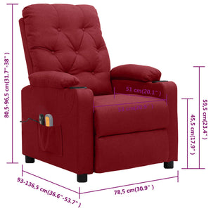 vidaXL Electric Massage Chair Wine Red Fabric