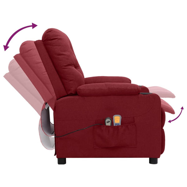 vidaXL Electric Massage Chair Wine Red Fabric