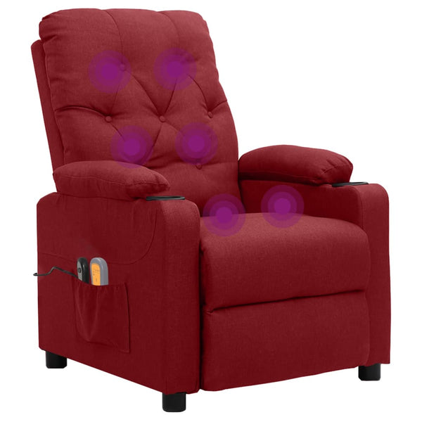 vidaXL Electric Massage Chair Wine Red Fabric