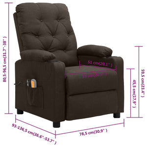 vidaXL Electric Massage Armchair Dark Brown Fabric