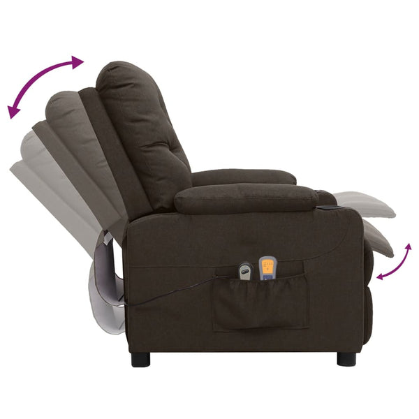 vidaXL Electric Massage Armchair Dark Brown Fabric