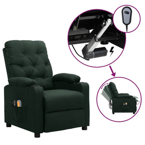 vidaXL Electric Massage Armchair Dark Green Fabric