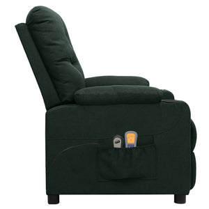 vidaXL Electric Massage Armchair Dark Green Fabric