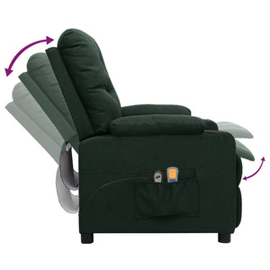 vidaXL Electric Massage Armchair Dark Green Fabric