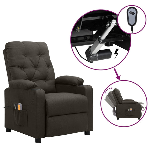 vidaXL Electric Massage Armchair Taupe Fabric