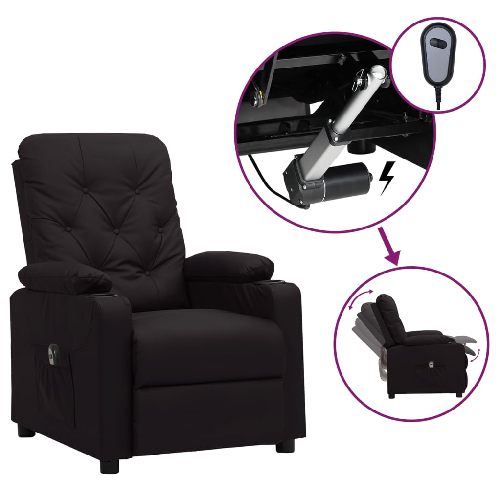 vidaXL Electric Recliner Black Faux Leather