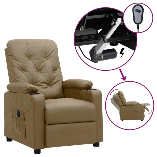 vidaXL Electric Recliner Cappuccino Brown Faux Leather