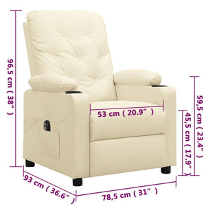 vidaXL Electric Recliner Cream Faux Leather