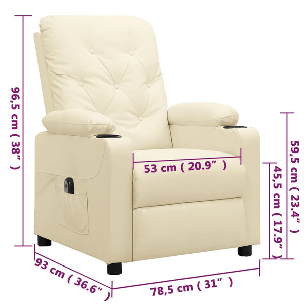 vidaXL Electric Recliner Cream Faux Leather