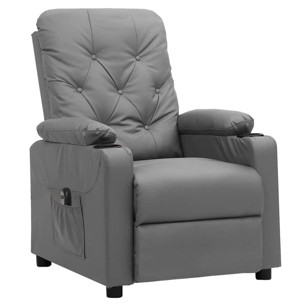 vidaXL Electric Recliner Grey Faux Leather