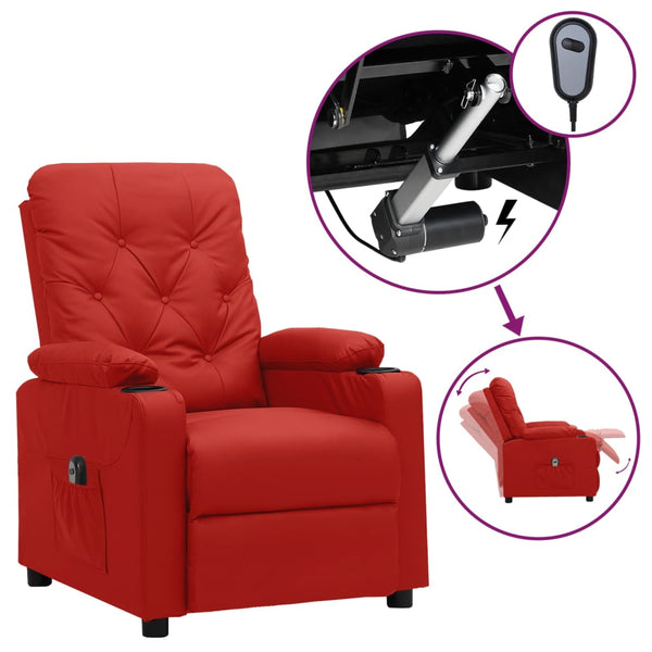 vidaXL Electric Recliner Wine Red Faux Leather