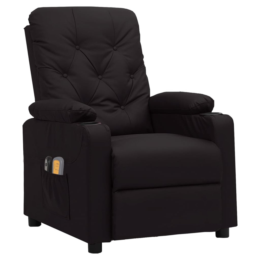 vidaXL Electric Massage Recliner Black Faux Leather