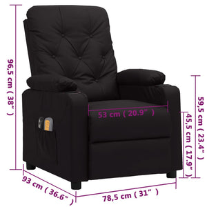 vidaXL Electric Massage Recliner Black Faux Leather