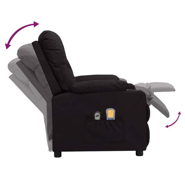 vidaXL Electric Massage Recliner Black Faux Leather