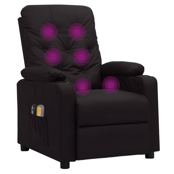 vidaXL Electric Massage Recliner Black Faux Leather