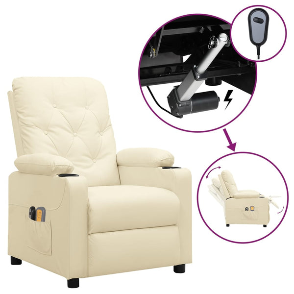 vidaXL Electric Massage Armchair Cream Faux Leather