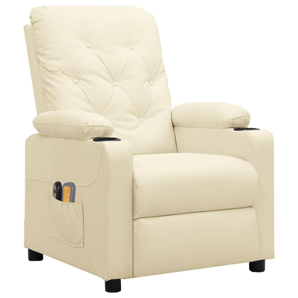 vidaXL Electric Massage Armchair Cream Faux Leather