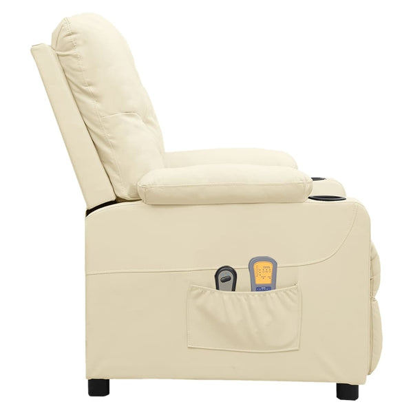 vidaXL Electric Massage Armchair Cream Faux Leather