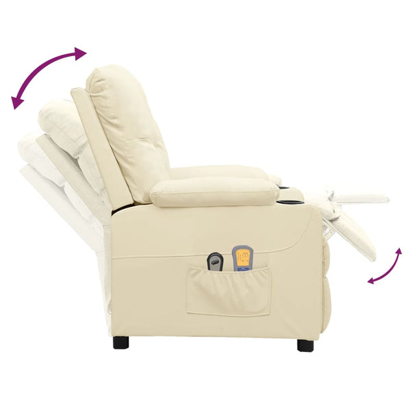 vidaXL Electric Massage Armchair Cream Faux Leather
