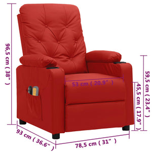 vidaXL Electric Massage Recliner Wine Red Faux Leather