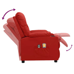 vidaXL Electric Massage Recliner Wine Red Faux Leather