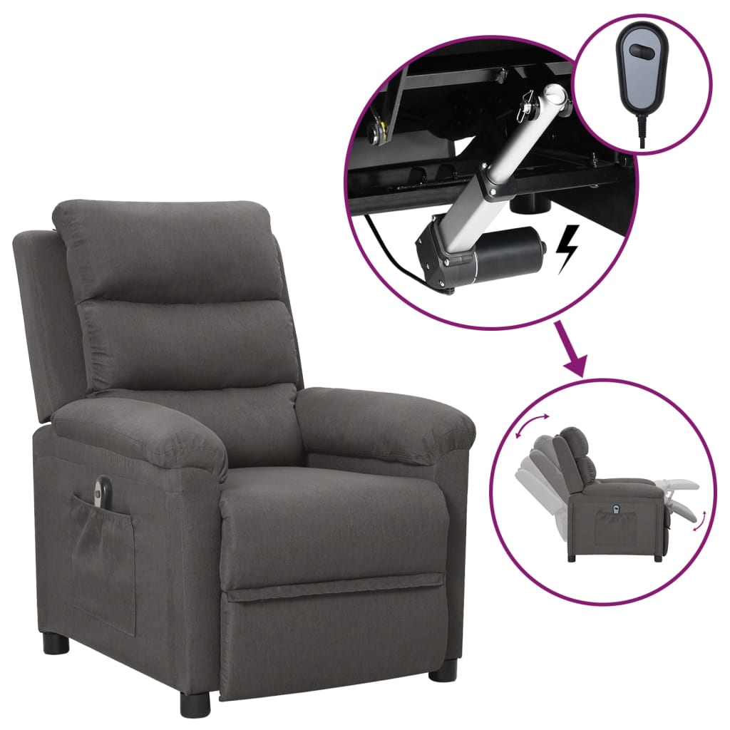 vidaXL Electric Recliner Dark Grey Fabric