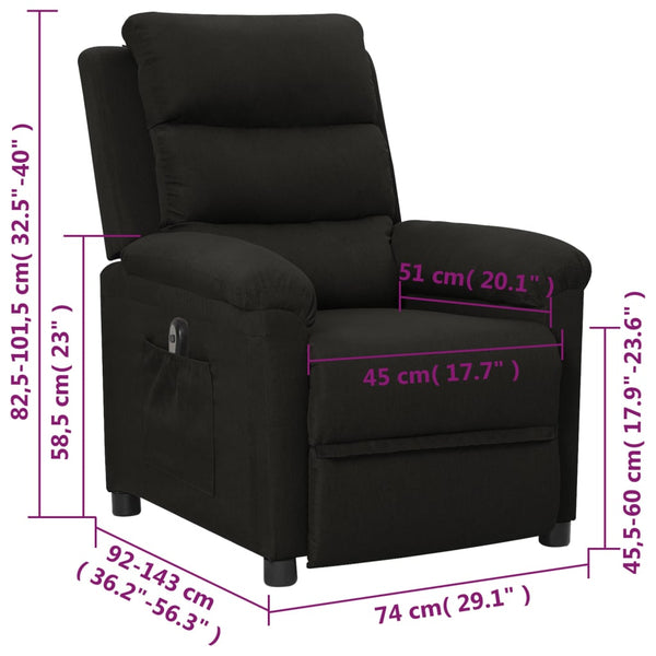 vidaXL Electric Recliner Black Fabric